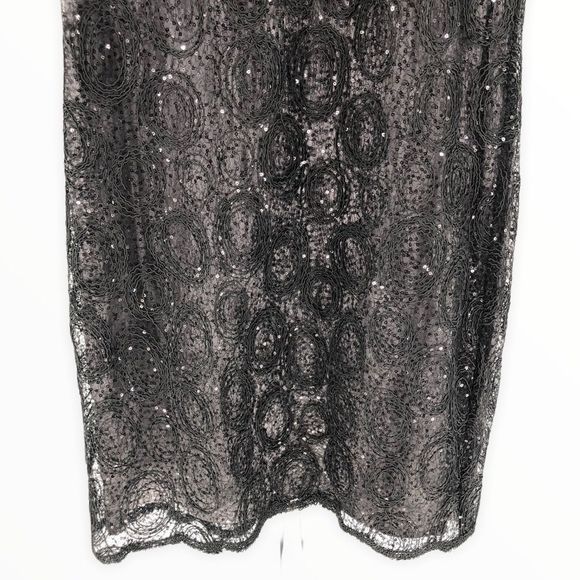 Suzi Chin for Maggy Boutique Black Sequin Swirl Cap Sleeve Cocktail Dress size 8 - Picture 5 of 13